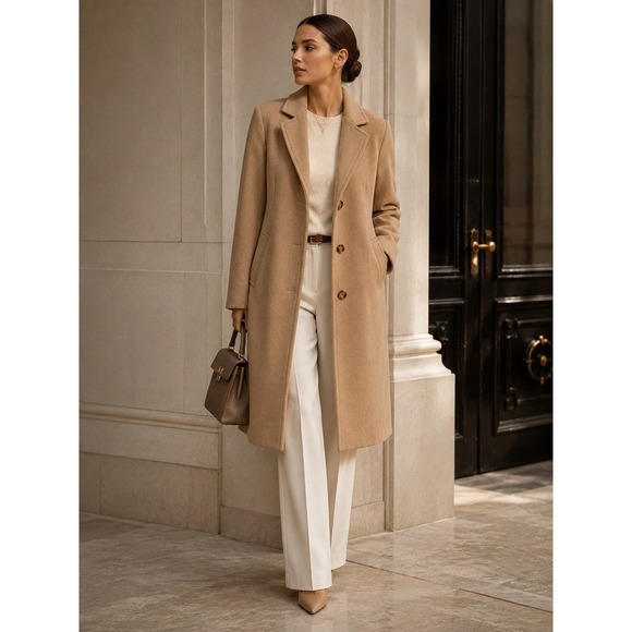Abercrombie & Fitch Jackets & Blazers - Abercrombie The A&F Dad Coat Camel Wool Blend Long Overcoat Quiet Luxury Size S